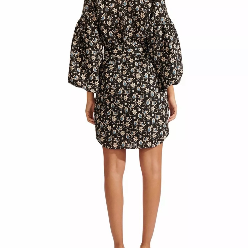 VERONICA BEARD Samy Floral Print Mini Dress, Black Multi (Size 10 - Picture 2 of 8